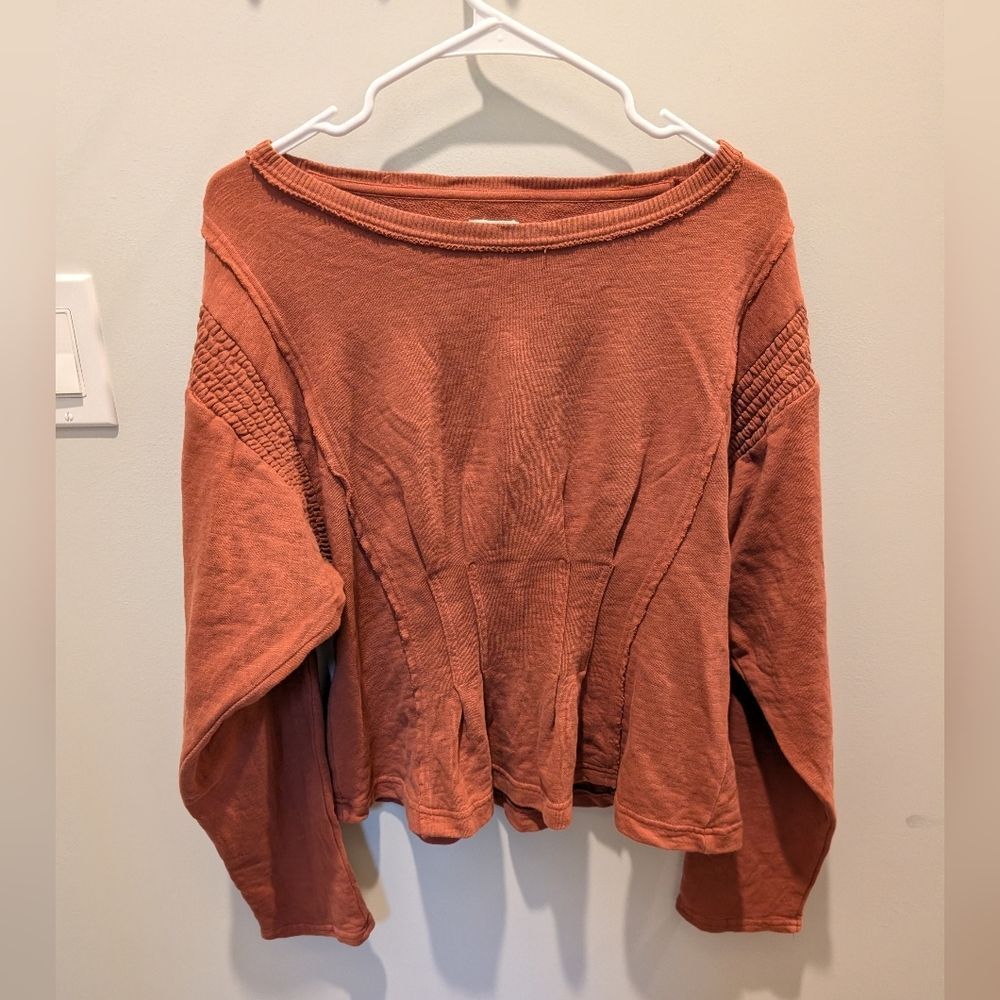 NWOT Pilcro Long Sleeve Cocoon Corset Top Anthropologie In Orange Size Small - Picture 4 of 7